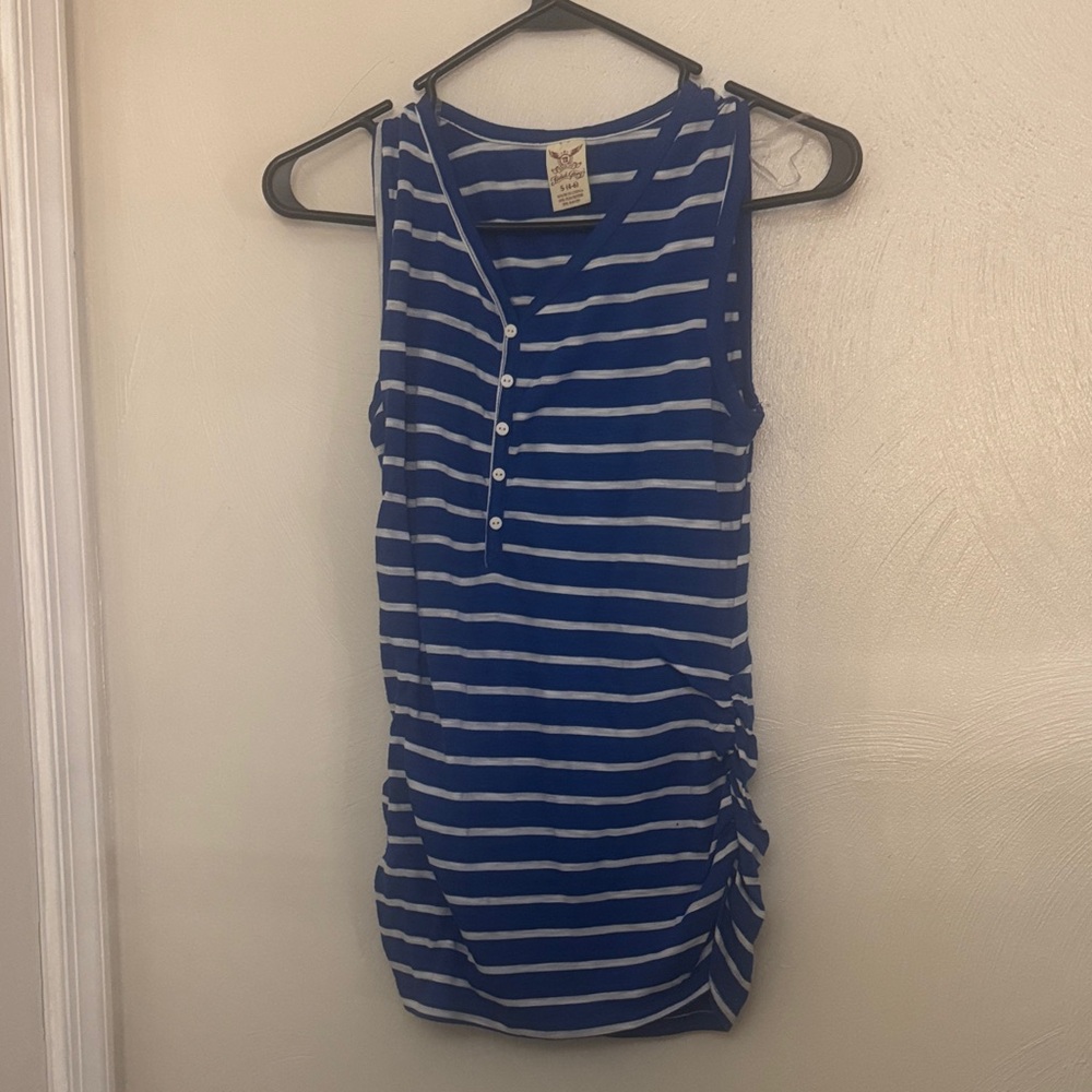 Faded Glory Blue and White Striped Tank Top